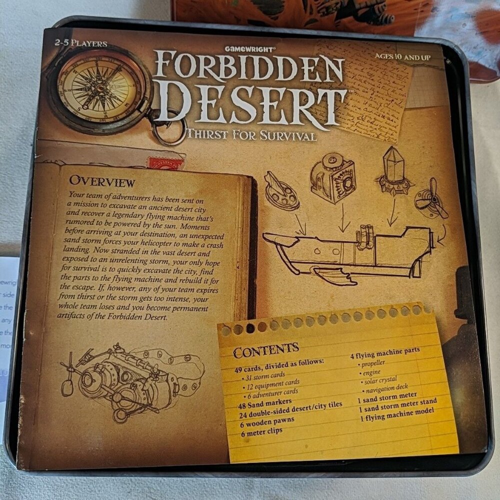 Forbidden Desert Thirst for Survival Instructions Book Booklet Rule Guide Manual